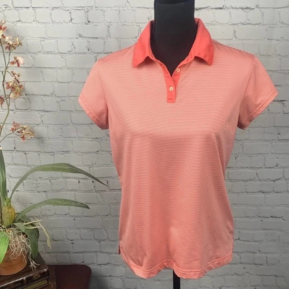 ADIDAS | Coral Pin Stripe Climacool Golf Polo Large